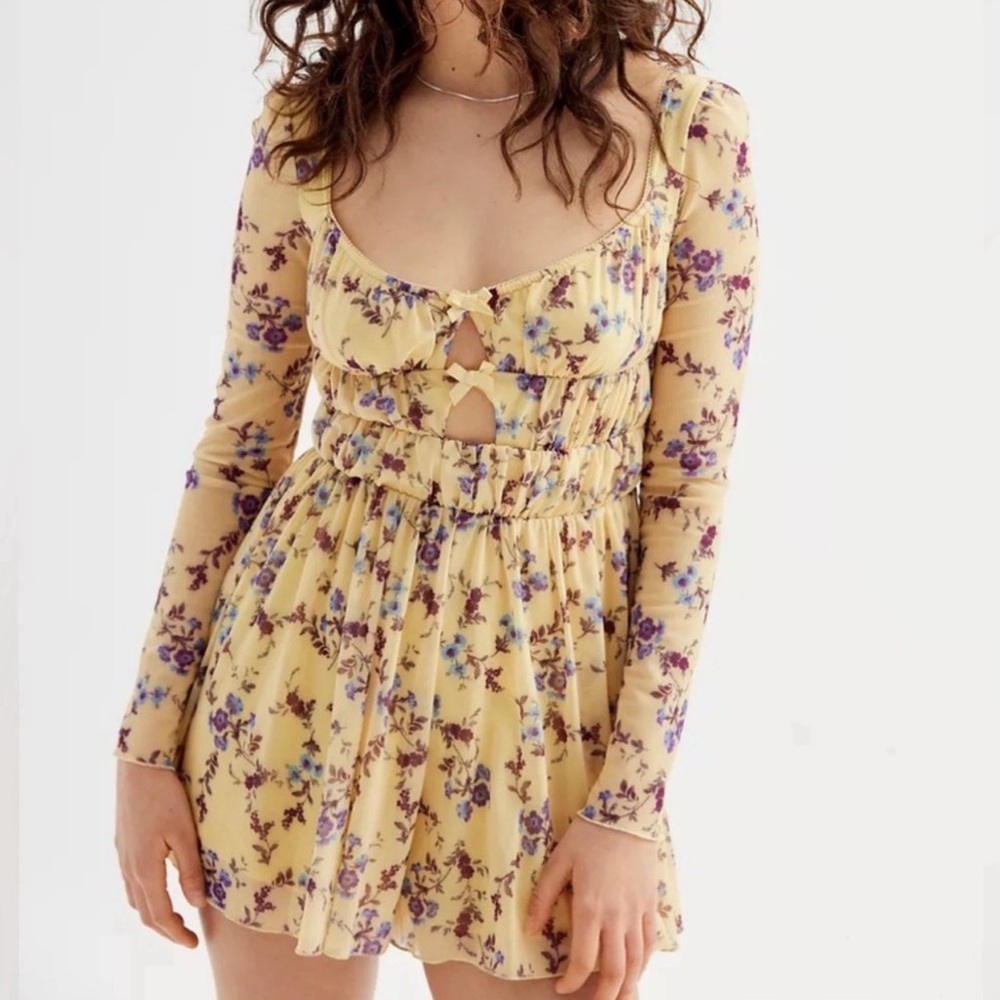 Yellow and purple floral urban outfitters romper - Picture 1 of 4